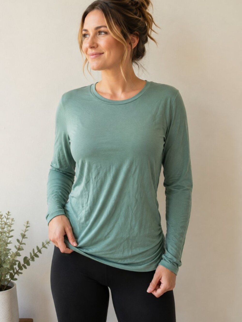 Woolly Everyday Merino Wool Long Sleeve Shirt Women’s Large Green